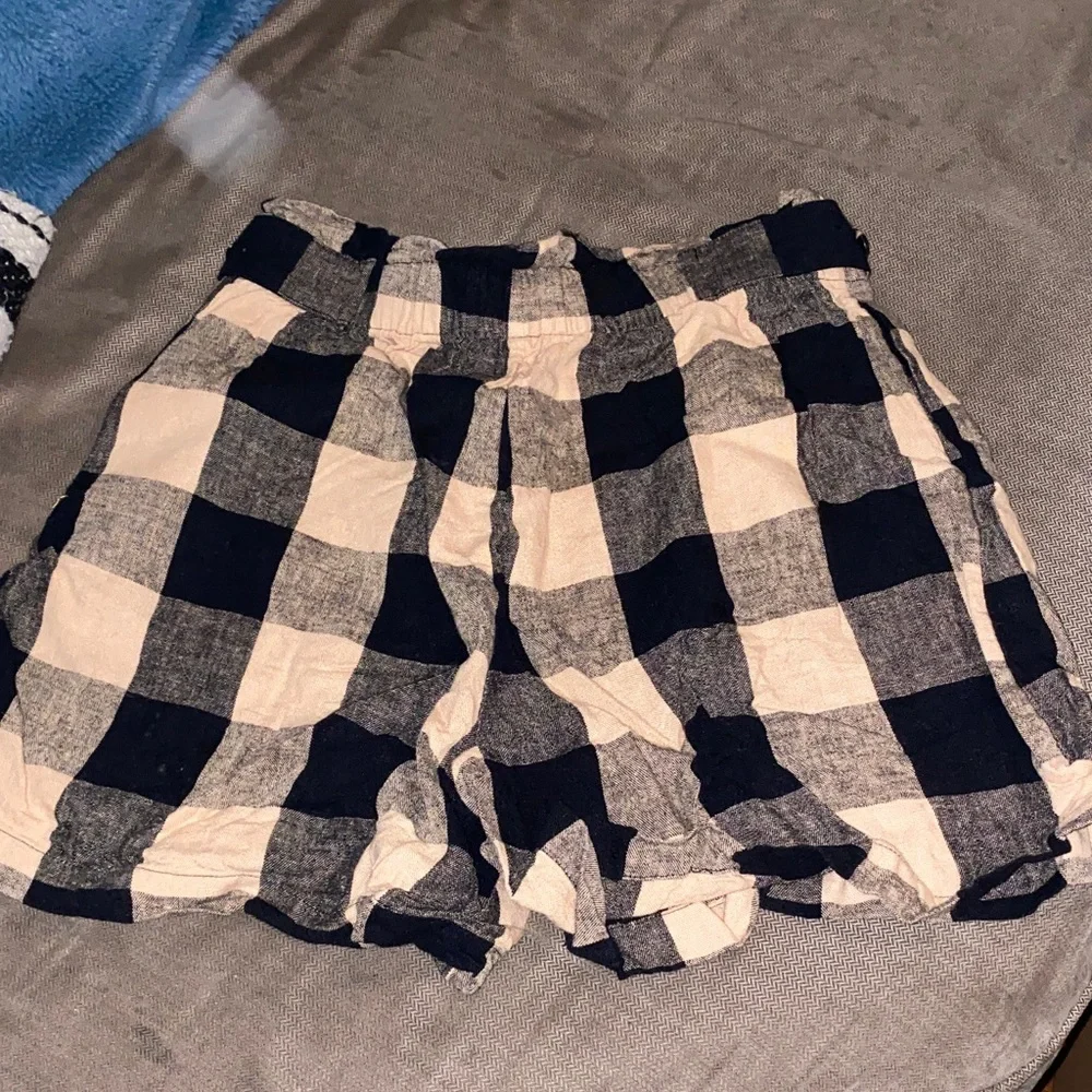 Wallflower Black & Cream Plaid High-Waist Shorts